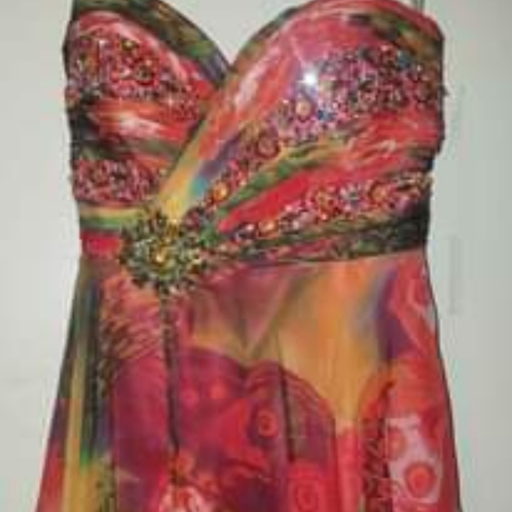 Orange/ Coral Butterfly formal dress, size 3